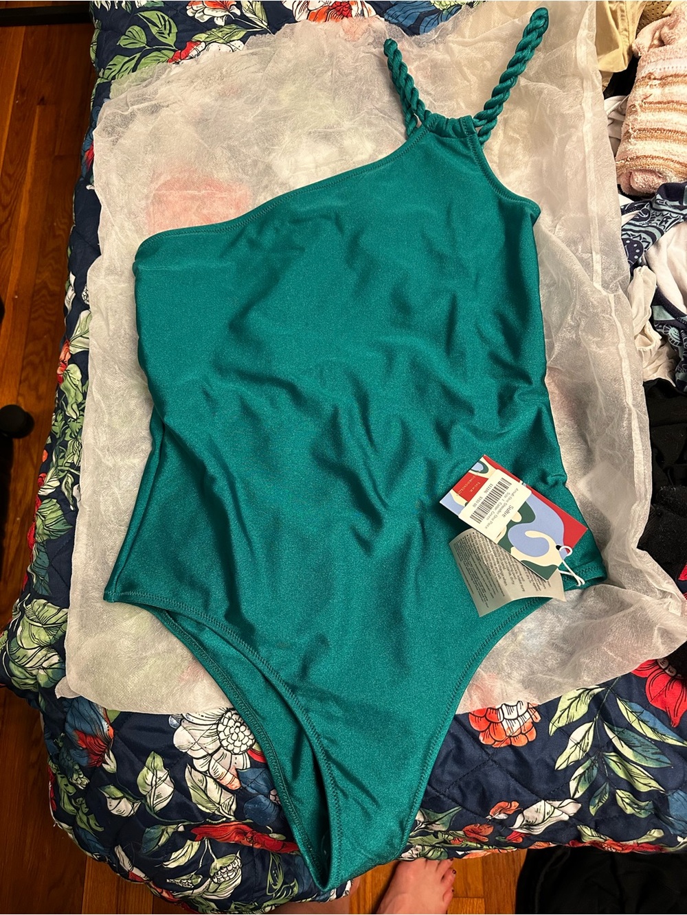 Teal One-Shoulder Women's One-Piece Swimsuit